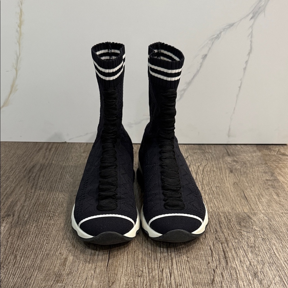 Fendi Black and White High-Top Sock Sneakers